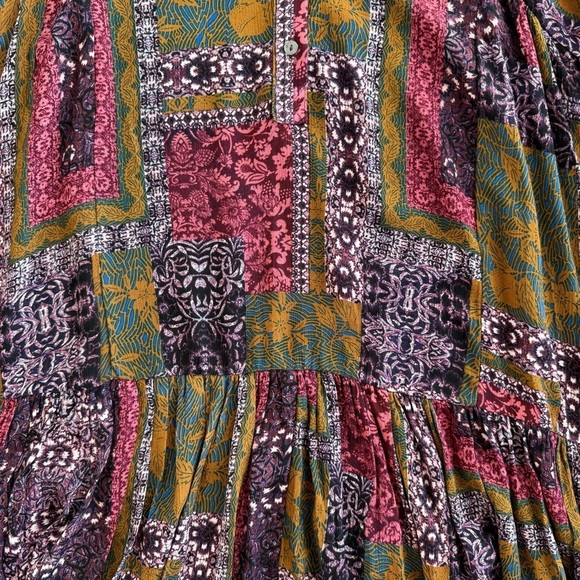 Common Collection Patchwork Bohemian Long Sleeve Dress in Multicolor Size Small - Picture 4 of 11